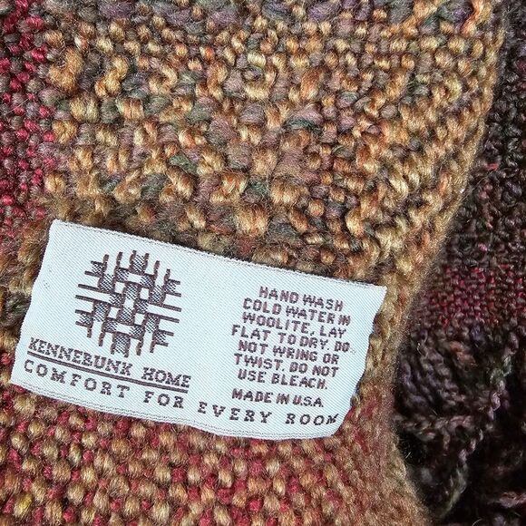 Kennebunk Weavers Throw Blanket Hand Woven USA Fringe Plaid Earth Tones 40 X 70" - Picture 2 of 4